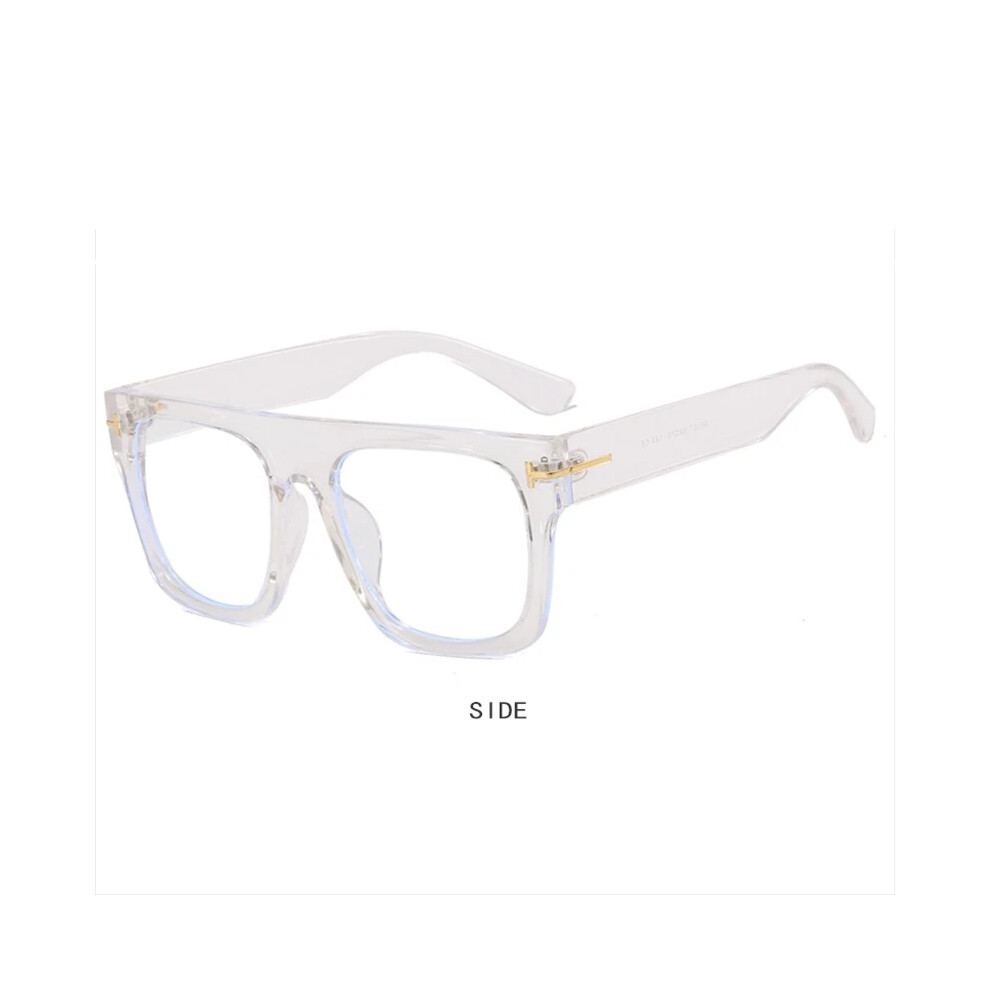 (Transparent White, +5.50 strength) Men Women Large Frame Blue Light Blocking Reading Glasses Classic Square Glasses +0.25 TO +6.0-image-OPC-PHDWTN9-NEW