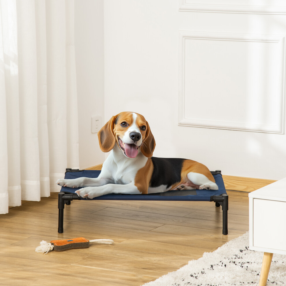 Pawhut Pet Puppy Raised Bed Cot Dog Cat Elevated Cots Trampoline Indoor Outdoor Blue