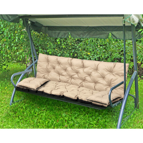 Cuscino da giardino 150x60x50 cm + 2 cuscini per altalena, impermeabile, beige 1
