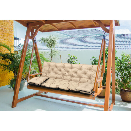 Cuscino da giardino 150x60x50 cm + 2 cuscini per altalena, impermeabile, beige 2
