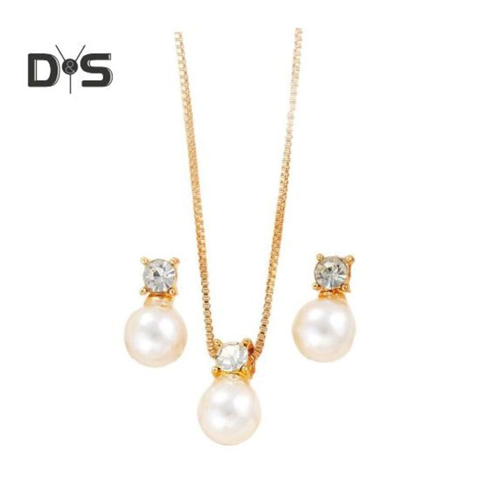 2pcs/set Imitation Pearl Necklace Earrings Set Adjustable Extension Chain Bright Colors Women Jewelry Set