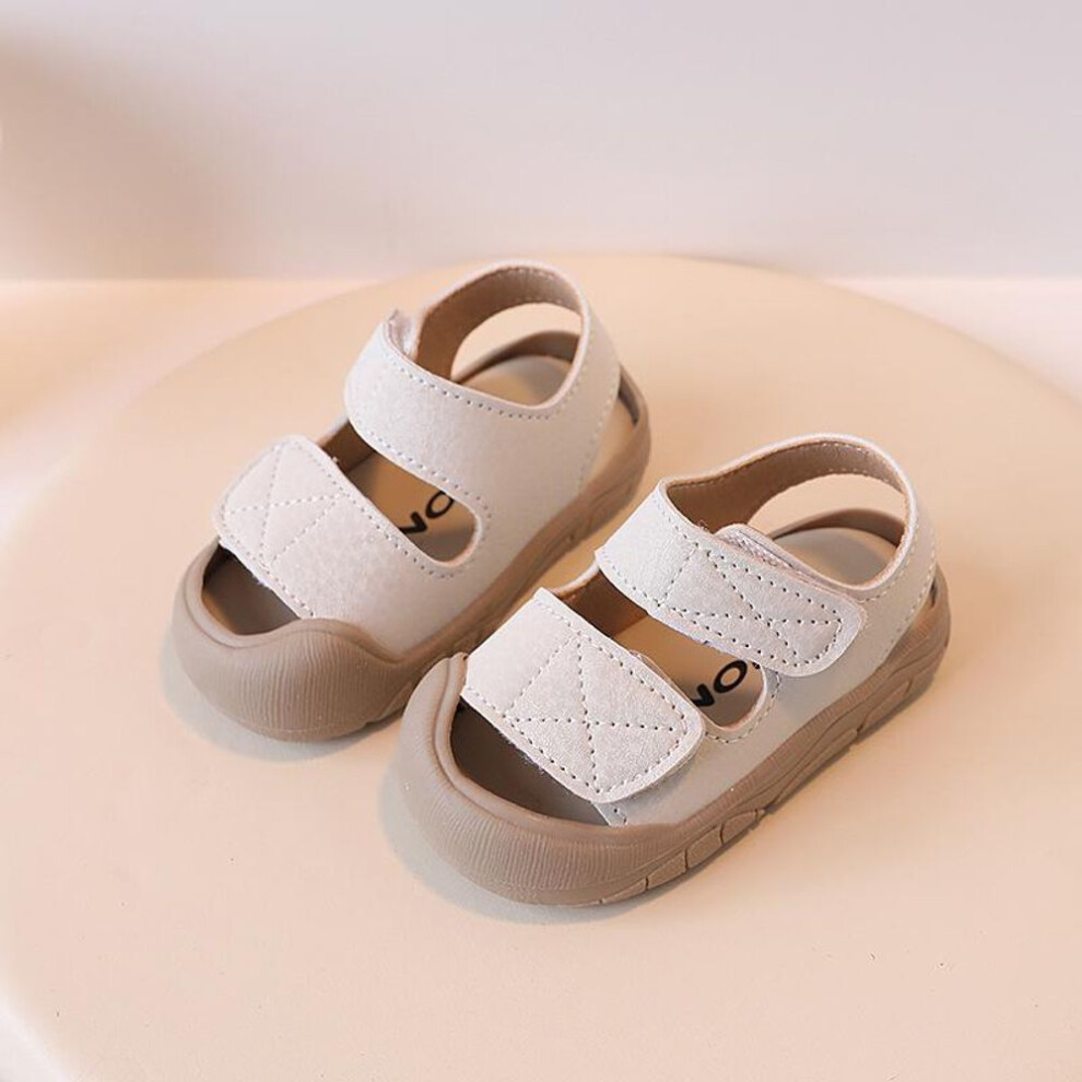 (ivory, Sizes 15-19, set of 5 pairs) Anti-collision Baby Sandals - Soft Bottom Closed-toe Shoes For Toddlers, Boys & Girls (ages 1-3)