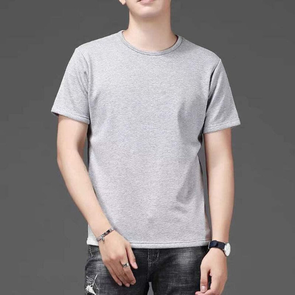 (gray, 5XL, single piece) Men's Solid Color Fitness T-shirt - White, Long & Half Sleeves Available