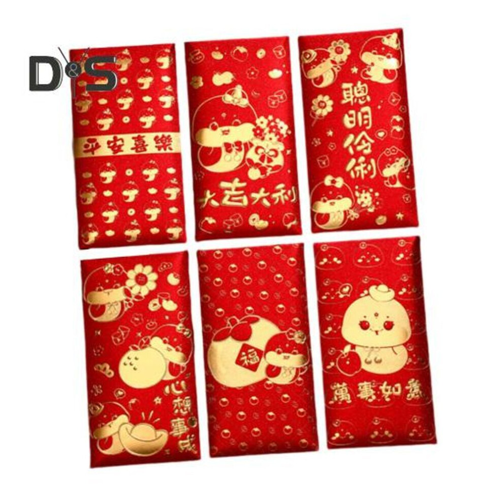 (as the picture, D) 6pcs Red Envelopes Chinese Spring Festival Red Pocket Envelope 2025 Year Of The Snake Lucky Money Envelopes For Lunar New Year