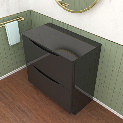 NES Home Nes Home Dark Grey 800mm 2 Drawer Work Top Freestanding Bathroom Vanity Unit 2