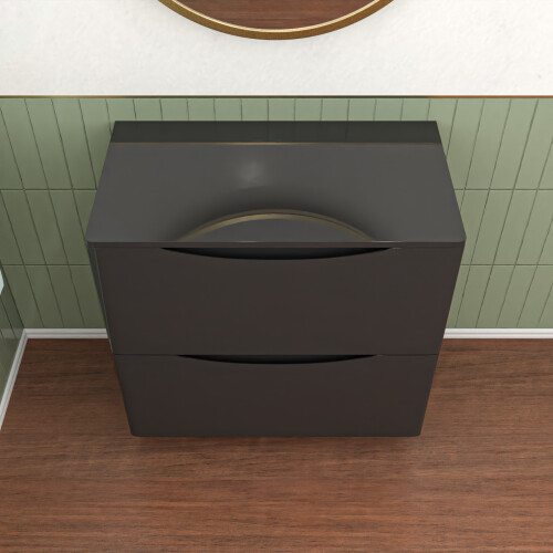 NES Home Nes Home Dark Grey 800mm 2 Drawer Work Top Freestanding Bathroom Vanity Unit 1