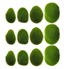 40pcs Artificial Moss Rocks Green Moss Covered Stones Fake Moss Decoration
