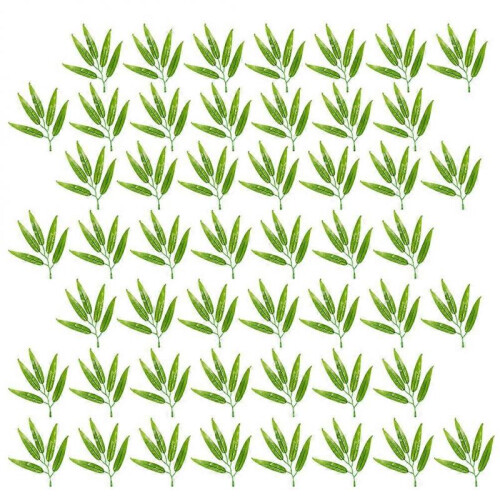 100 Pcs Simulated Bamboo Leaves Bamboo Branches Adornment Bamboo Pole Decor 2