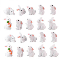 24Pcs Resin Mini Rabbit Adornment Micro Landscape Ornament Rabbit Craft Decoration(Random Color)