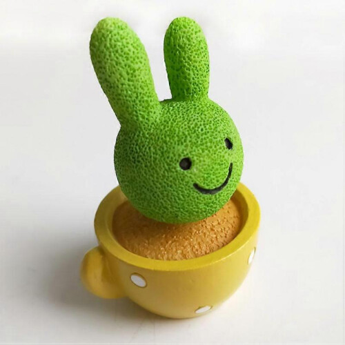 4PCS Spring Cactus Small Potted Plants Decor Cake Baking Ornament (Green) 2