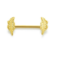 (Steel, Pair) 316L Surgical Steel Floral Leaf Nipple Bar
