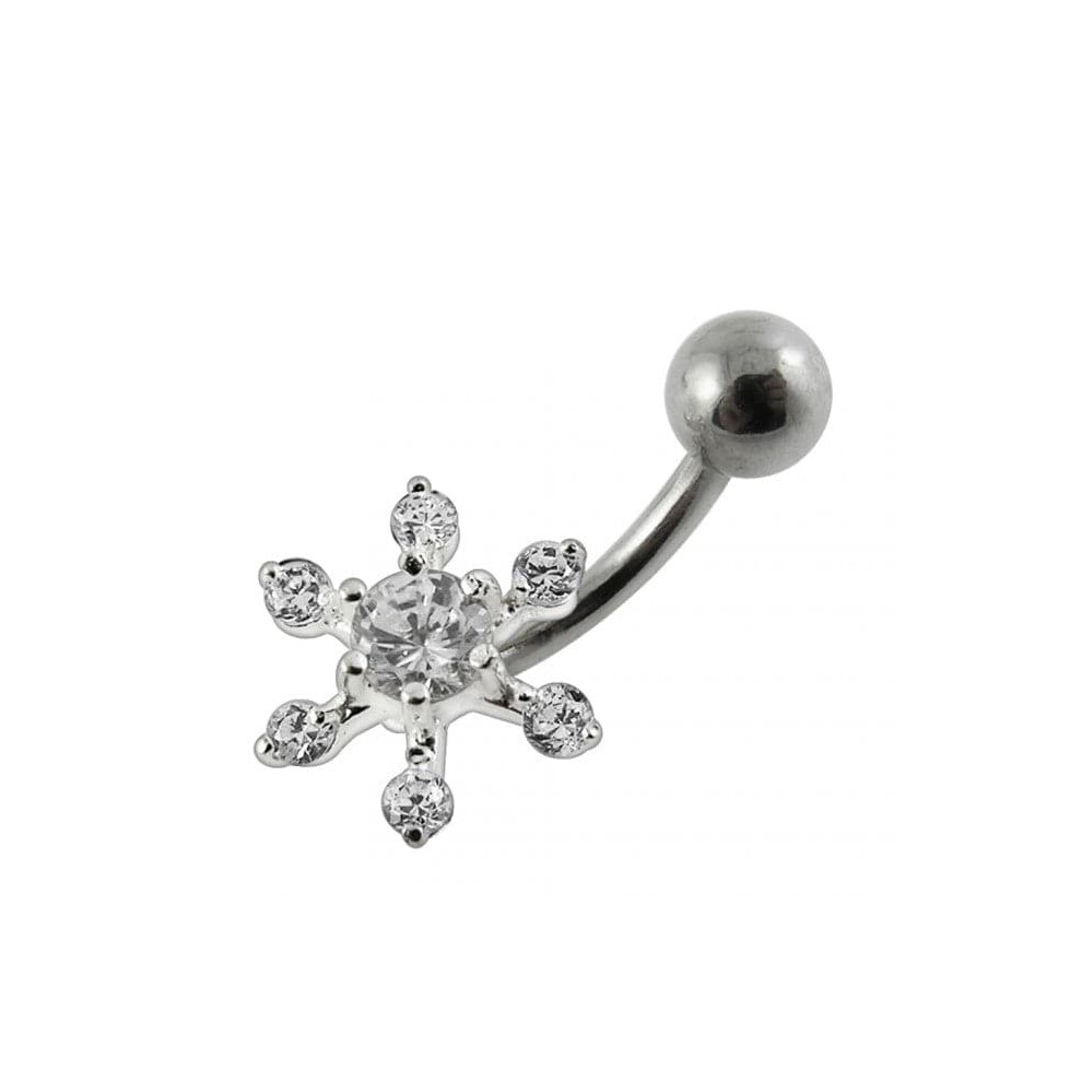 (Clear, Rose Gold) Flower Navel Belly Bar-image-OPC-PHDX5SR-NEW