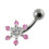 (Clear, Rose Gold) Flower Navel Belly Bar 7