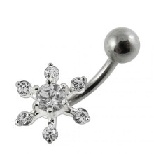 (Pink, Rose Gold) Flower Navel Belly Bar