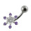 (Clear, Rose Gold) Flower Navel Belly Bar 8