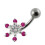 (Clear, Rose Gold) Flower Navel Belly Bar 9