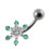 (Clear, Rose Gold) Flower Navel Belly Bar 10