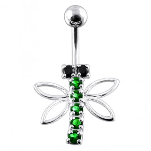 (Pink, Silver) Jewelled Bug Non- Moving  Belly Ring 2