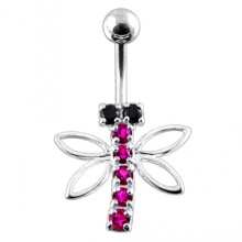 (Lavender, Silver) Jewelled Bug Non- Moving  Belly Ring