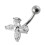(Lavender, Silver) Flower Design Non-moving Belly Ring 5