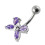 (Emerald, Silver) Flower Design Non-moving Belly Ring 11