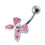 (Lavender, Silver) Flower Design Non-moving Belly Ring 10