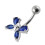 (Lavender, Silver) Flower Design Non-moving Belly Ring 6