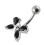 (Emerald, Silver) Flower Design Non-moving Belly Ring 4