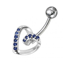(Emerald, Yellow Gold) Jewelled Twisted Heart Non-Moving Belly Ring