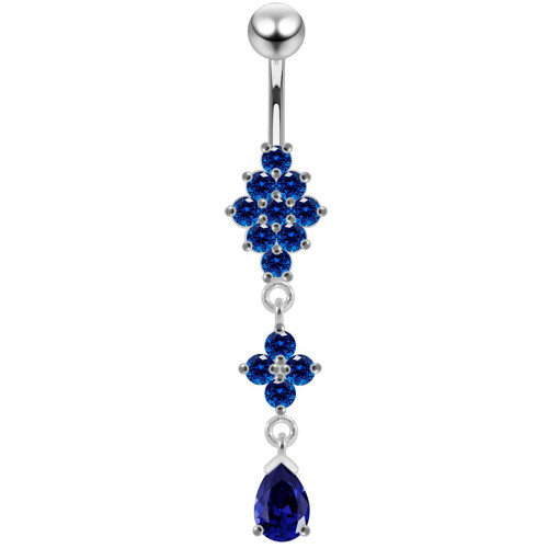 (Purple, Silver) Charming Look Dangling Belly Moving Ring 1