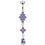 (Purple, Silver) Charming Look Dangling Belly Moving Ring 7