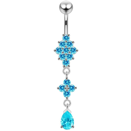 (Purple, Silver) Charming Look Dangling Belly Moving Ring 2