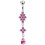 (Purple, Silver) Charming Look Dangling Belly Moving Ring 9