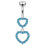 (Clear, Silver) Double Heart Dangling Belly Ring 3
