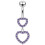 (Purple, Silver) Double Heart Dangling Belly Ring 8