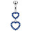 (Purple, Silver) Double Heart Dangling Belly Ring 6