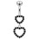 (Aqua, Yellow Gold) Double Heart Dangling Belly Ring 4