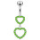 (Emerald, Rose Gold) Double Heart Dangling Belly Ring 9