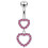 (Emerald, Rose Gold) Double Heart Dangling Belly Ring 10