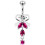 (Pink, Silver) Neck Tie Dangling Belly Moving Ring 11