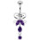 (Peridot, Yellow Gold) Neck Tie Dangling Belly Moving Ring 10