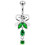 (Peridot, Yellow Gold) Neck Tie Dangling Belly Moving Ring 2