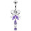 (Peridot, Yellow Gold) Neck Tie Dangling Belly Moving Ring 7