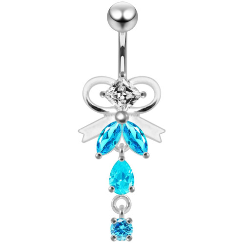 (Peridot, Yellow Gold) Neck Tie Dangling Belly Moving Ring 2