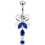 (Clear, Rose Gold) Neck Tie Dangling Belly Moving Ring 6