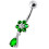 (Aqua, Silver) Fancy Flower Silver Dangling With SS Belly Ring 7