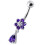 (Emerald, Silver) Fancy Flower Silver Dangling With SS Belly Ring 11