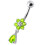 (Aqua, Silver) Fancy Flower Silver Dangling With SS Belly Ring 9