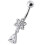 (Aqua, Silver) Fancy Flower Silver Dangling With SS Belly Ring 5