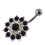 (Black, Silver) Multi Layered Flower Non-Moving Belly Ring 11